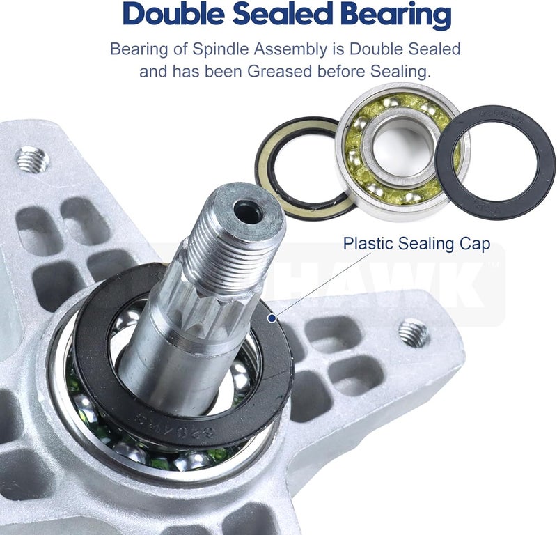GUSUHAWK 2 Pack 918-06977A Spindle Assembly with 954-05022A V-Belt Replaces 918-06977 for Cub Cadet XT1-LT46 Efi Fab, XT1-LT46 Kh, XT2-LT46 Efi Fab, XT2-LX46 Fab, Craftsman T8200 Lawn Tractors - Image 5